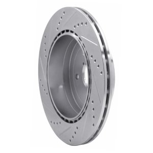 Subaru Impreza Brake Rotor (1) - Rear Right - R1 Concepts - Drilled & Slotted - Silver - `05-`07